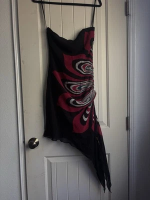 Vivienne Tam Floral Print Dress Mesh Silk 90s Vtg Asymmetrical Size 2 Foto 1 de 4