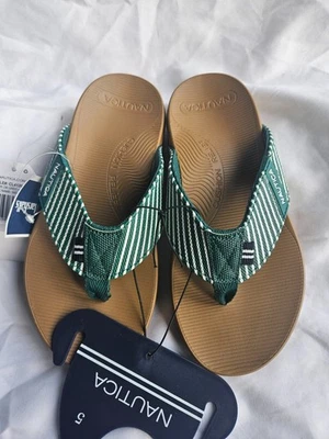 НОВЫЙ WT ЖЕНЩИН WELSEY NAUTICA ЗЕЛЕНЫЙ ПОЛОСКИ БЕЛЫЙ РАЗМЕР 5 - Изображение 1 из 4