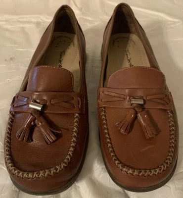 Mocasines Thom McAn Borla Cuero Marrón 7.5 W Sin Cordones Cómodos Informales Foto 1 de 4