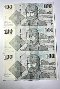 3 x 1984/84 Australian $100 paper note bills w/ obverse, F&Johnston/Nearly UNC - Picture 1 of 6
