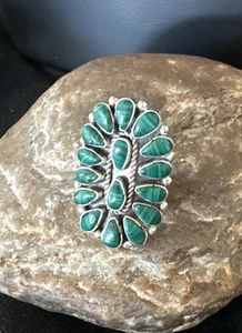 Anillo de plata esterlina navajo malaquita verde talla 7,5 14912 - Imagen 1 de 12