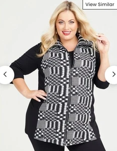 Nwt Taking Shape Diva Spliced Jacquard Vest Black And White Size 20 - Picture 1 of 6