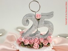 Cake Topper Anniversario Matrimonio 25 anni Nozze d'Argento Statuina Sopra Torta