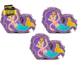- Mini Mermaid Piñatas for Girls Birthday Party Decorations (8 X 5 X 2.5 In, 3 P - Picture 1 of 7