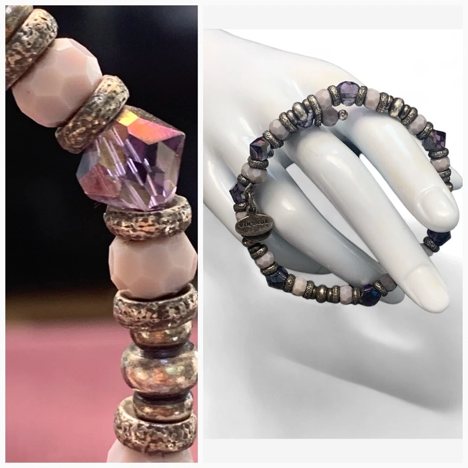 Pulsera vintage Sixty Six Alex & Ani amatista profunda lavanda vidrio cuentas Foto 1 de 4