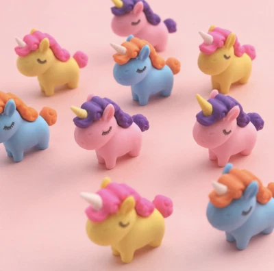 4- 100 Unicorn Puzzled Erasers Rubber Fun Stationery Kid Gift Removable party - Image 1 of 4