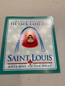 Saint Louis Gateway to the West Tie Tack/Lapel Pin 24 Kt Gold Finish - Picture 1 of 3