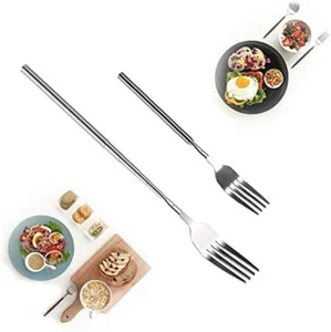 2 Pcs Telescopic Fork Extendable Long Handle Fork Barbecue Toasting Dinner Fruit - Picture 1 of 12