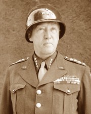 GENERAL GEORGE PATTON WWII US ARMY MILITARY SEPIA PHOTO