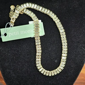 Petit Moments Gold Tone Clear Tennis Choker Necklace 14 in Length Nwt Classic - Picture 1 of 11