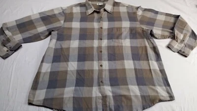 Haggar Clothing Mens Shirt XXL Button Down Long Sleeve Plaid Gray Brown - Image 1 of 4