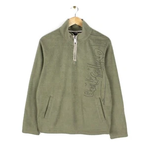 Quiksilver 1/4 Zip Fleece Vintage Y2K Green Spell Out Mens Sweatshirt Size M - Picture 1 of 6
