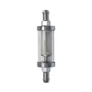 Universal Chrome & Glass Fuel Filter with Nylon Element & 3/8" Inlet / Outlet - Foto 1 di 1