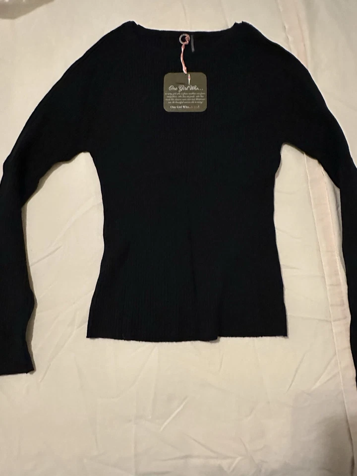 Nuevo con etiquetas Top tejido acanalado negro One Girl Who para mujer talla grande Foto 1 de 2