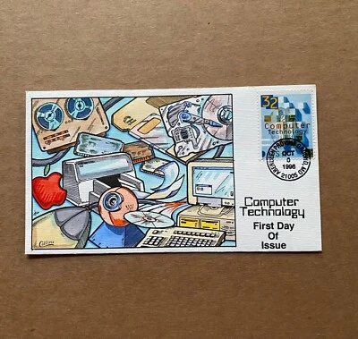 US FDC Collins Hand-Painted #3106 Computer Technology 1996 - Image 1 of 3