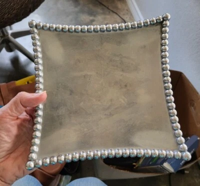 Gorgeous Pie Cast Aluminum Fleur De Lis Beaded Edge Plate 7.5" - Image 1 of 4