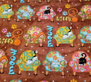 Kozy Kitties by Victoria Hutto Quilting Treasure BTY Cats Sleeping in Chairs - Picture 1 of 3