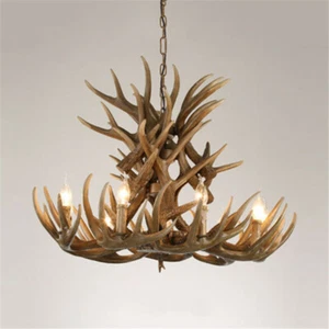 Rustic Antler Candle Resin Ceiling Lighting Chandelier Pendant Lamp for Kitchen - Picture 1 of 3