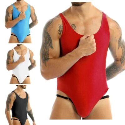 Herren Badeanzug Tank High Cut Für Stretch Trikot Ringen Unterhemden Athletisch - Bild 1 von 4