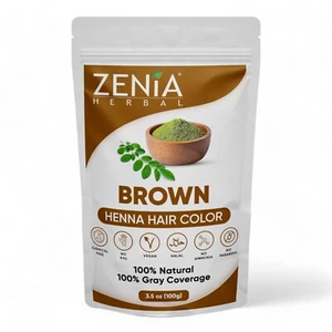 Zenia Organic Henna Hair Color  Dye BROWN  100g - Picture 1 of 1