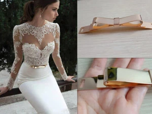 Abito da sposa motivo fiocco dorato per abito da sposa fai da te fasce cinture - Foto 1 di 8
