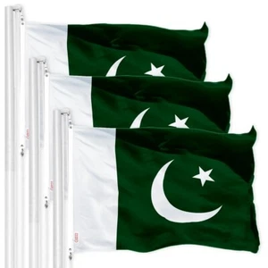 NEW G128 Pakistan Flag 3-Pack 3x5 FT, Pakistani Printed 150D Polyester - Picture 1 of 5