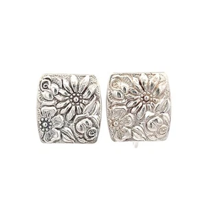 Vintage Towle Contessina 1965 Sterling Silver Floral Non Pierced Earrings - Picture 1 of 7