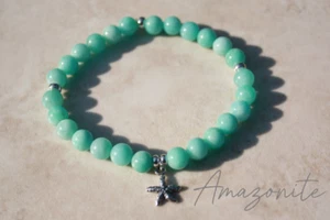 🌸Natural Amazonite & Sterling Silver Bracelet Healing Semi Precious A++ Crystal - Picture 1 of 4