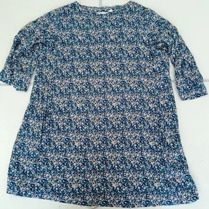 Lily & Me Dress 20 Blue Long Sleeve Knee Length Floral Pockets - Picture 1 of 10