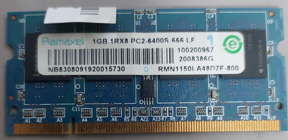 RAM RAMAXEL   1GB 1RX8 PC2-6400S-666 (752z) - Immagine 1 di 1
