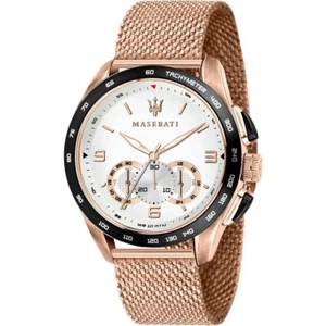 Orologio Uomo Maserati Traguardo R8873612011 Cronografo Oro Rosa Maglia Mesh - Foto 1 di 2