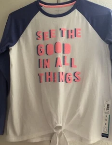 Arizona Jean Co Girls Long Sleeve Shirt Size XL 16   White Purple And Glitter. - Picture 1 of 8