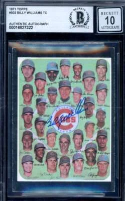 Billy Williams Gem Mint 10 Beckett BAS Signed 1971 Topps Cubs Team  Autograph - Image 1 of 2