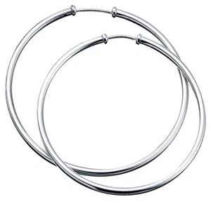Elements 50mm 925 Polished Sterling Silver Ladies Large Hoop Earrings - Picture 1 of 3