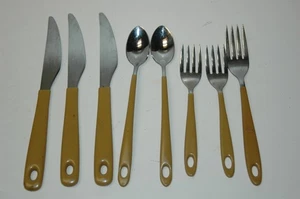 IMPERIAL STAINLESS CASUALWARE MUSTARD YELLOW HARVEST GOLD 7 PIECE - Picture 1 of 4