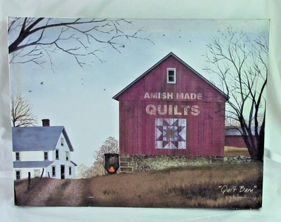 Quilt Barn by Billy Jacobs (15.5 x 11.5) Picture on Canvas Amish - Image 1 of 2