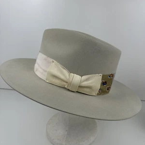 Nick Fouquet Women’s Beaver Felt Hat Western Fedora Bow Ivory - Picture 1 of 21