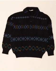 Maglione maglione uomo GRAN SASSO collo polo blu navy medio lana Fair Isle AR08 - Foto 1 di 3