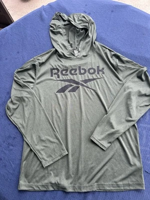 Reebok Hombre L Verde Con Capucha Manga Larga Rendimiento Entrenamiento Atlético Nuevo sin Etiqueta Foto 1 de 4