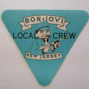 Bon Jovi Backstage Pass Gangster With Gun Original 1989 Rock Concert Blue Crew - Picture 1 of 2