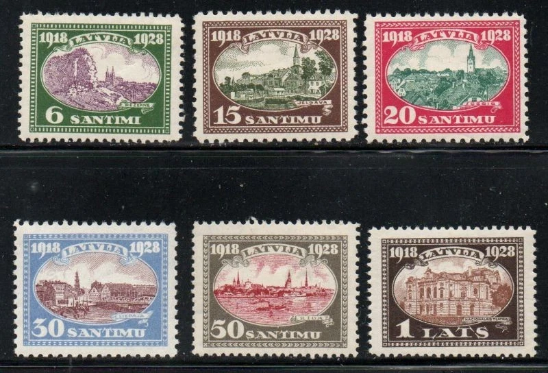 Letonia Sc B34-B39 1928 Vistas Liberty Memorial conjunto de sellos como nuevo Foto 1 de 1