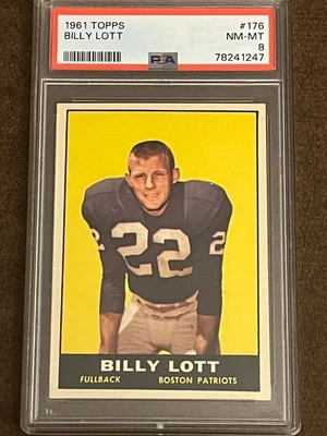 1961 Topps Football - #176 Billy Lott (RC) Patriots NM-MT PSA 8 (Set Break) - Image 1 of 4
