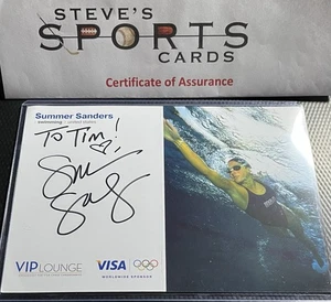 Summer Sanders USA Signed Visa Olympic Sponsor 5x7 Photo w/ COA & Top Loader - Picture 1 of 5