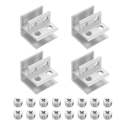 4Pcs Glass Fixing Clip, for 8-10mm 2 Way 90 Degree with screw, Silver Tone - image 1 of 4