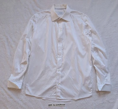 ETON Contemporary White Satin Striped Tuxedo Shirt French Cuffs 16.5 42 - Image 1 of 4