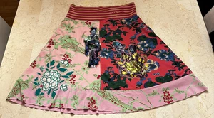 DESIGUAL mehrfarbiger Boho A-Linie Pull-On Rock asiatisches Motiv mehrfarbig Größe XL 24" - Bild 1 von 9