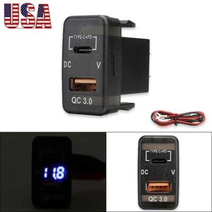 Type-C USB Charger Adapter Voltmeter For Toyota Tundra Highlander 2008-2017 2016 - Picture 1 of 11