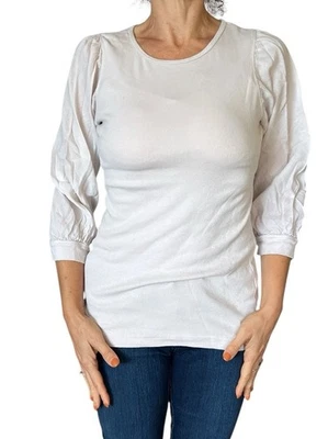 HARD TAIL FOREVER  WOMEN'S BEIGE 3/4 BUBBLE SLEEVE TEE T-SHIRT T-158  L $88 - Image 1 of 4