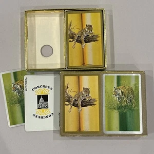 Carte da gioco vintage Congresso Cel-u-tone Canasta Tiger Cheetah mazzo 4 jolly - Foto 1 di 3