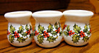 Lot (3) Miniature 1.5" Christmas Holly Berry Glazed Pottery Doll House Vases 869